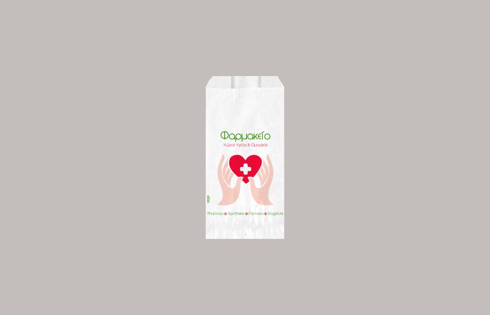 Χαρτοσακούλες λευκές κράφτ ανώνυμες HEART 10X21+8