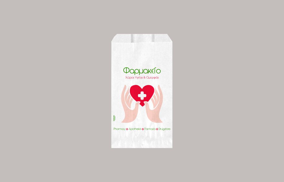 Χαρτοσακούλες λευκές κράφτ ανώνυμες HEART 15X27+10