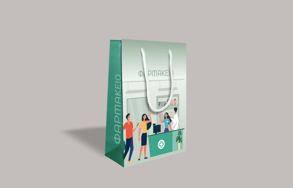 Χάρτινες τσάντες κορδόνι ανώνυμες Pharmadeal 18X25+8