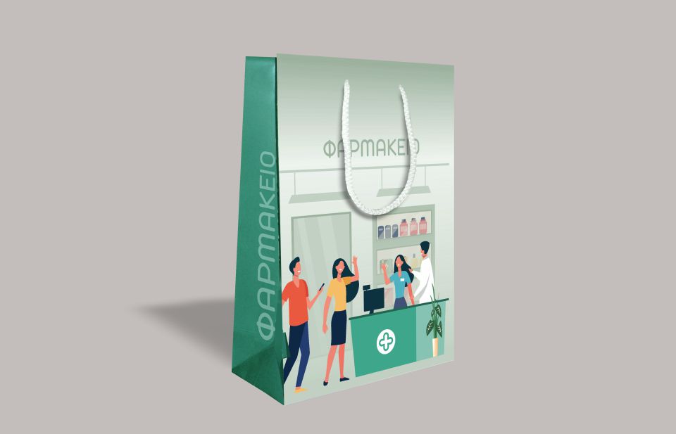 Χάρτινες τσάντες κορδόνι ανώνυμες Pharmadeal 24X31+10